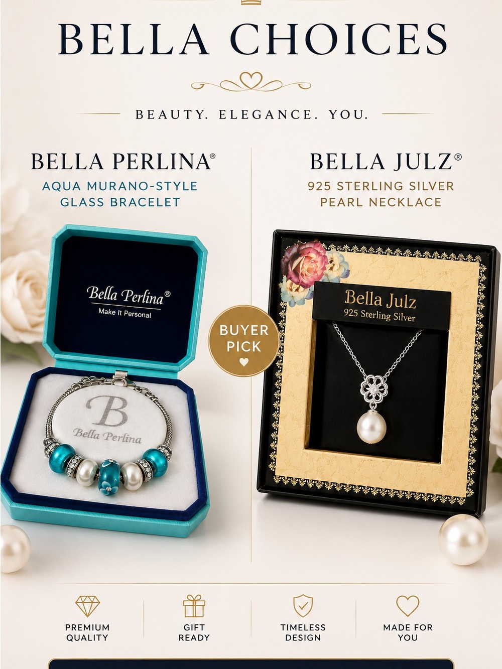 Buyer pick: Murano bracelet or VINTAGE Bella Julz 925 Sterling Pearl Necklace
